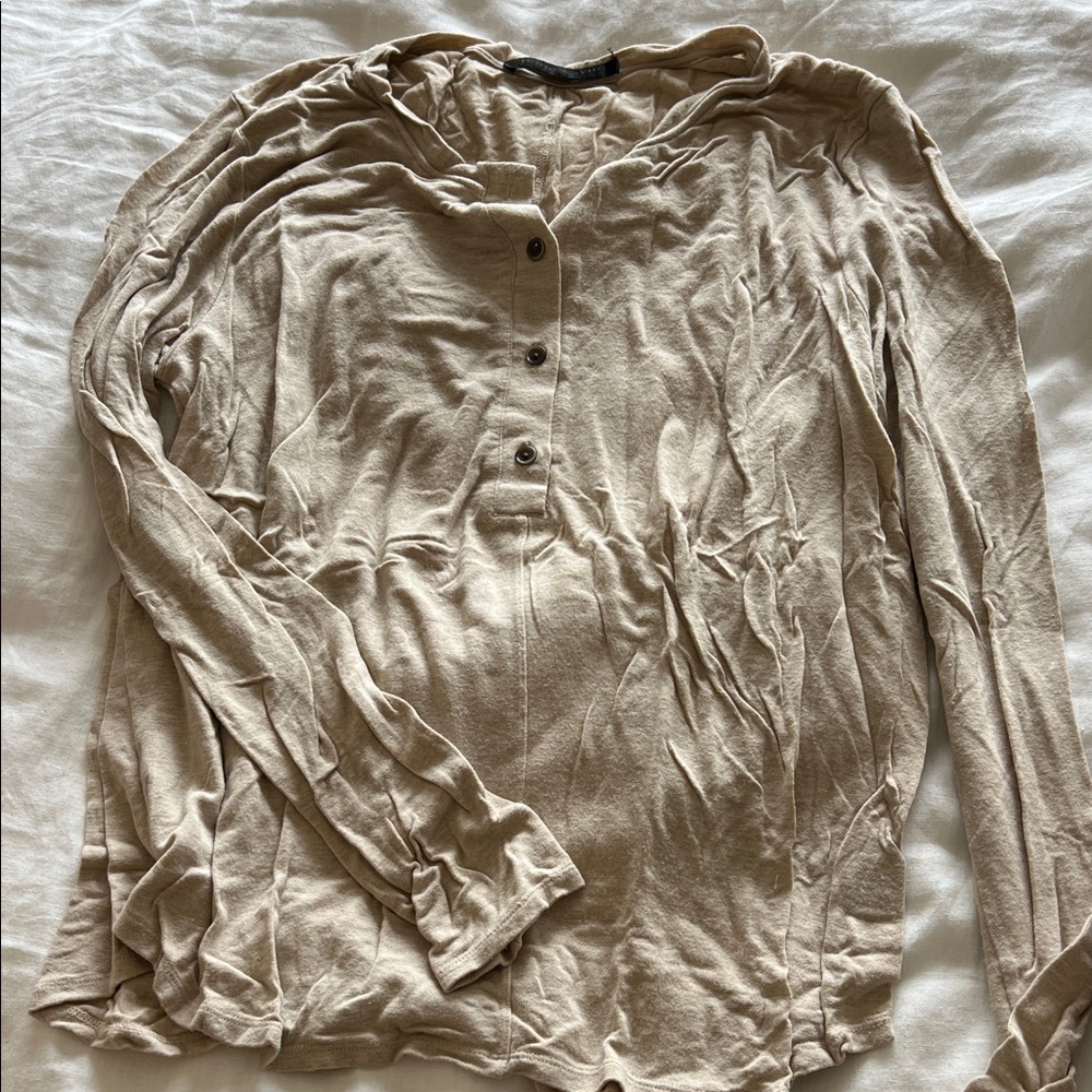 Jenni Kayne Tan Long Sleeve Tee Henley